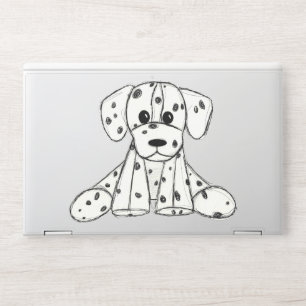Dalmatian stuffed dog drawing outline simple black HP laptop skin