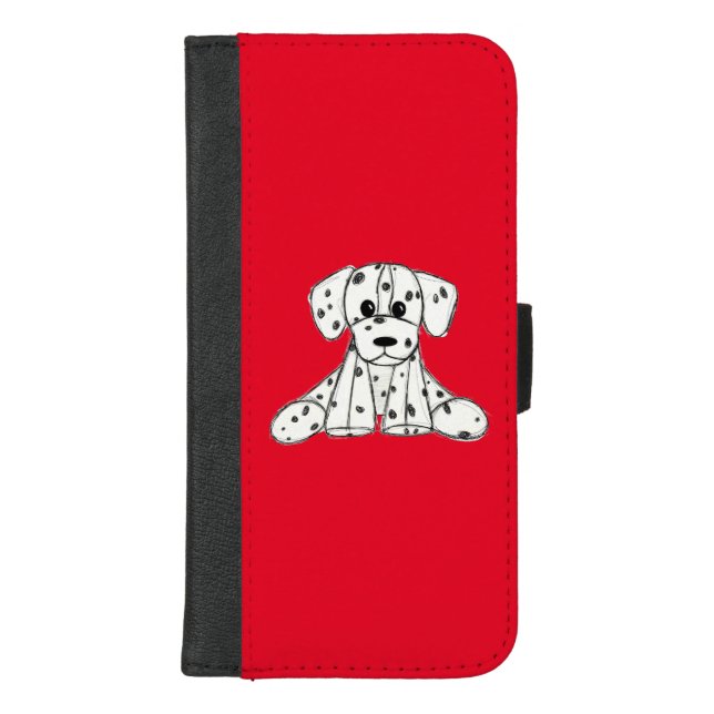 Dalmatian stuffed dog drawing outline simple black iPhone wallet case (Front)