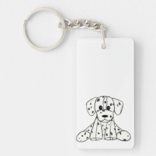 Dalmatian stuffed dog drawing outline simple black keychain