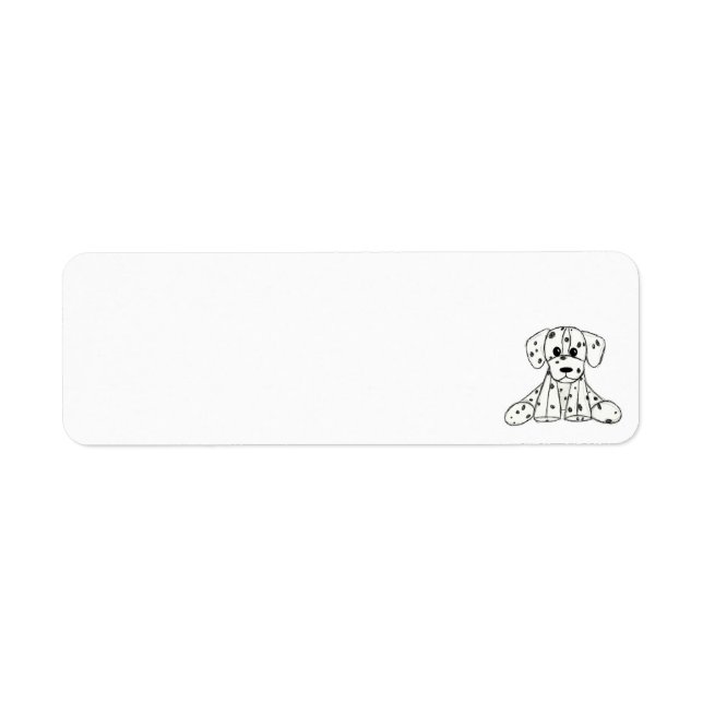 Dalmatian stuffed dog drawing outline simple black label (Front)