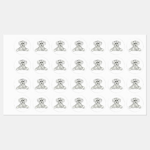 Dalmatian stuffed dog drawing outline simple black labels