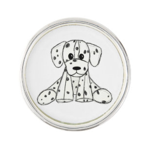 Dalmatian stuffed dog drawing outline simple black lapel pin