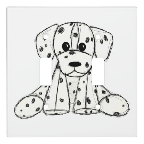 Dalmatian stuffed dog drawing outline simple black light switch cover