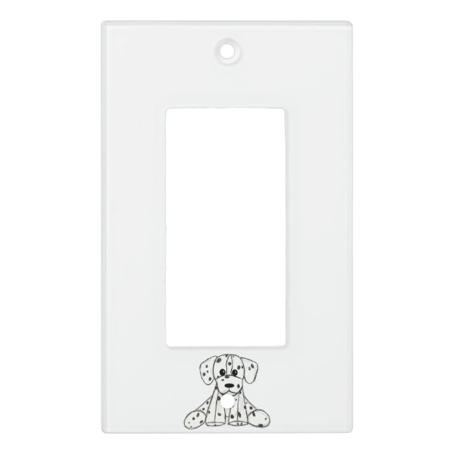 Dalmatian stuffed dog drawing outline simple black light switch cover (Front)
