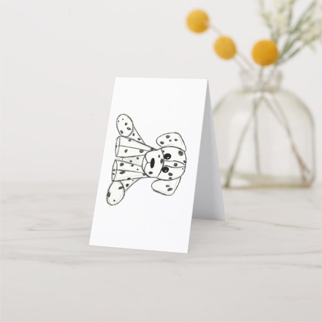 Dalmatian stuffed dog drawing outline simple black loyalty card (Front)
