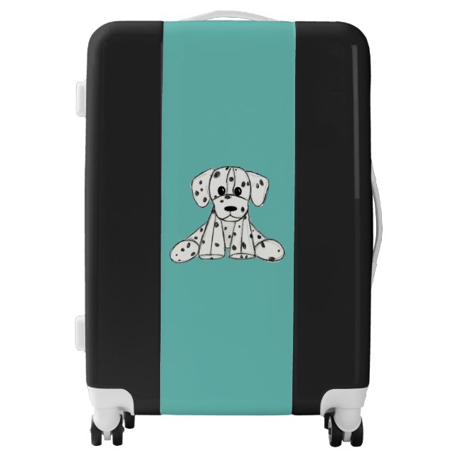 Dalmatian stuffed dog drawing outline simple black luggage (Front)
