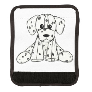Dalmatian stuffed dog drawing outline simple black luggage handle wrap