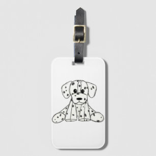 Dalmatian stuffed dog drawing outline simple black luggage tag