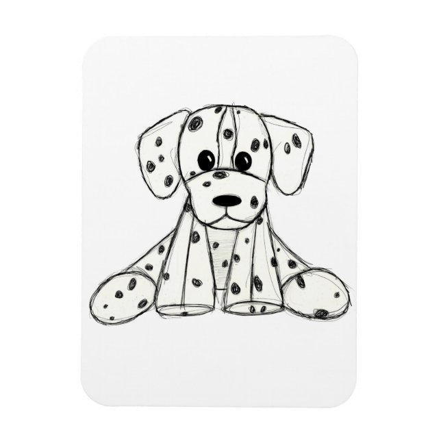 Dalmatian stuffed dog drawing outline simple black magnet (Vertical)