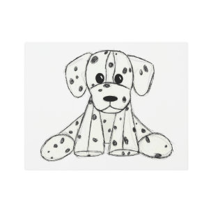 Dalmatian stuffed dog drawing outline simple black metal print
