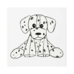 Dalmatian stuffed dog drawing outline simple black metal print
