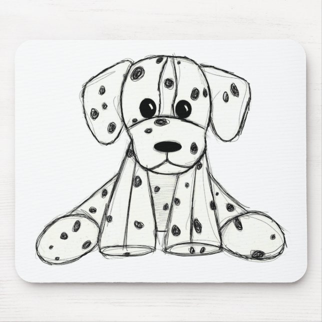 Dalmatian stuffed dog drawing outline simple black mouse pad (Front)