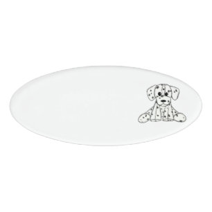 Dalmatian stuffed dog drawing outline simple black name tag