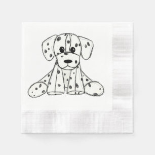 Dalmatian stuffed dog drawing outline simple black napkins