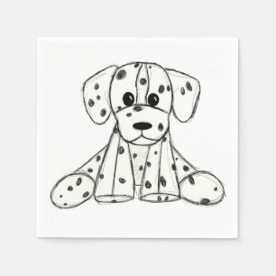 Dalmatian stuffed dog drawing outline simple black napkins