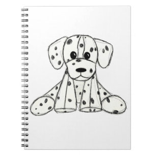 Dalmatian stuffed dog drawing outline simple black notebook