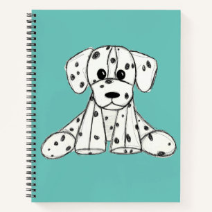Dalmatian stuffed dog drawing outline simple black notebook