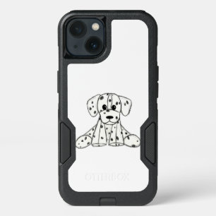 Dalmatian stuffed dog drawing outline simple black iPhone 13 case