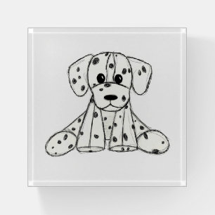 Dalmatian stuffed dog drawing outline simple black paperweight