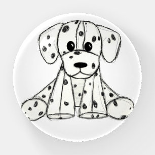 Dalmatian stuffed dog drawing outline simple black paperweight