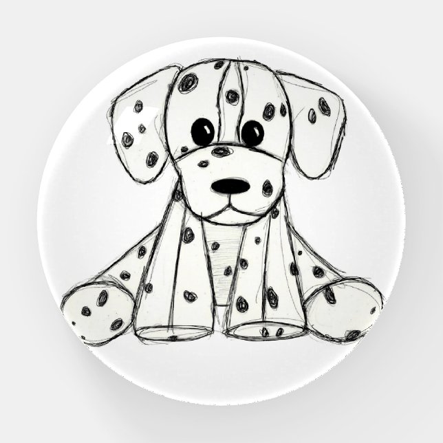 Dalmatian stuffed dog drawing outline simple black paperweight (Front)