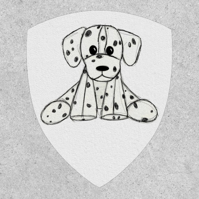 Dalmatian stuffed dog drawing outline simple black patch (Front)