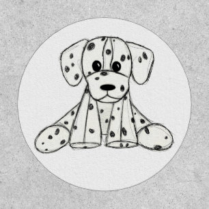 Dalmatian stuffed dog drawing outline simple black patch