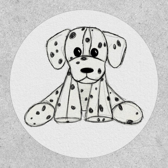 Dalmatian stuffed dog drawing outline simple black patch (Front)