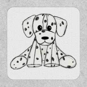 Dalmatian stuffed dog drawing outline simple black patch