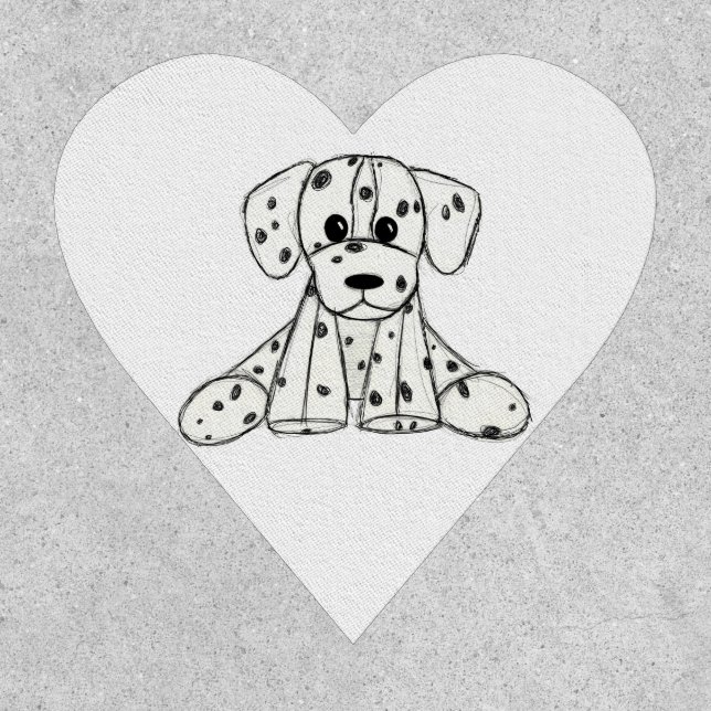 Dalmatian stuffed dog drawing outline simple black patch (Front)