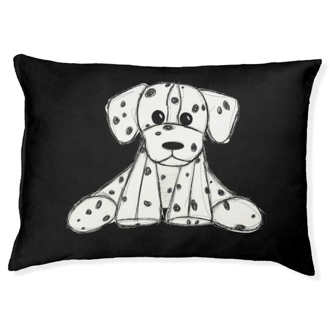 Dalmatian stuffed dog drawing outline simple black pet bed (Front)