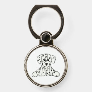 Dalmatian stuffed dog drawing outline simple black phone ring stand