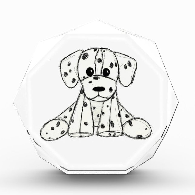 Dalmatian stuffed dog drawing outline simple black photo block (Front)