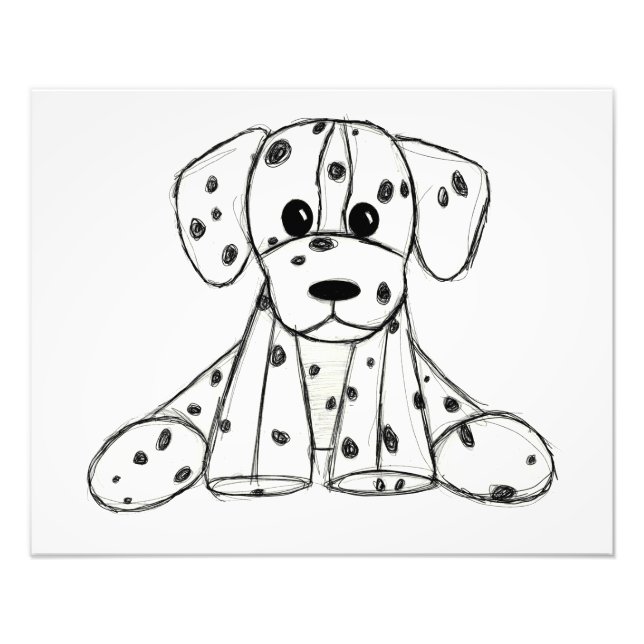 Dalmatian stuffed dog drawing outline simple black photo print (Front)