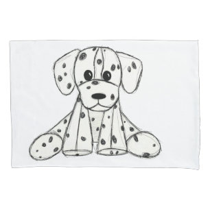 Dalmatian stuffed dog drawing outline simple black pillow case