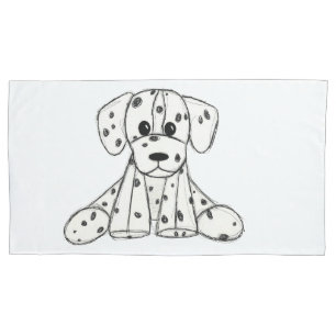 Dalmatian stuffed dog drawing outline simple black pillow case