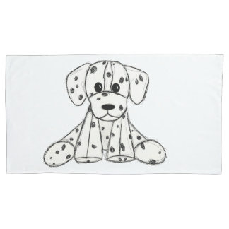 Dalmatian stuffed dog drawing outline simple black pillow case