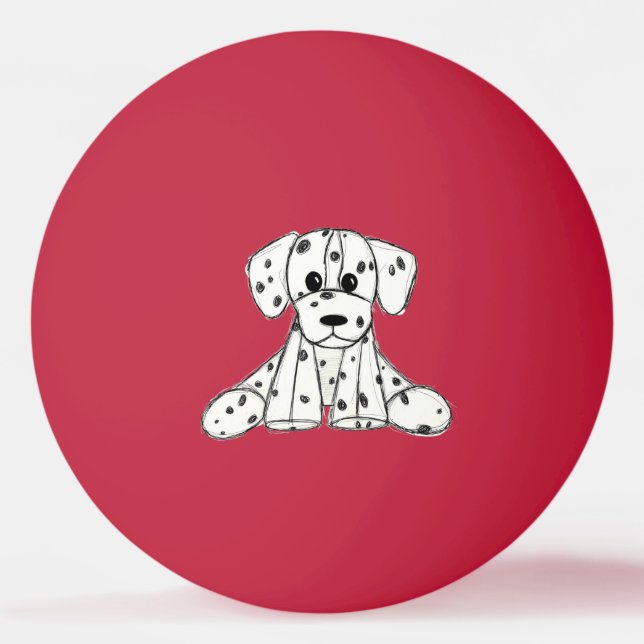 Dalmatian stuffed dog drawing outline simple black ping pong ball (Front)