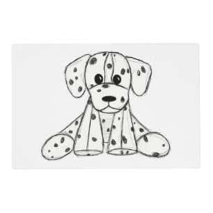 Dalmatian stuffed dog drawing outline simple black placemat