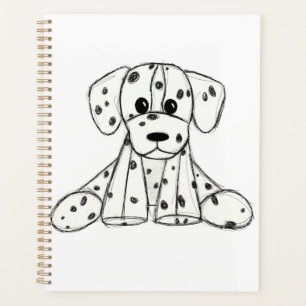 Dalmatian stuffed dog drawing outline simple black planner
