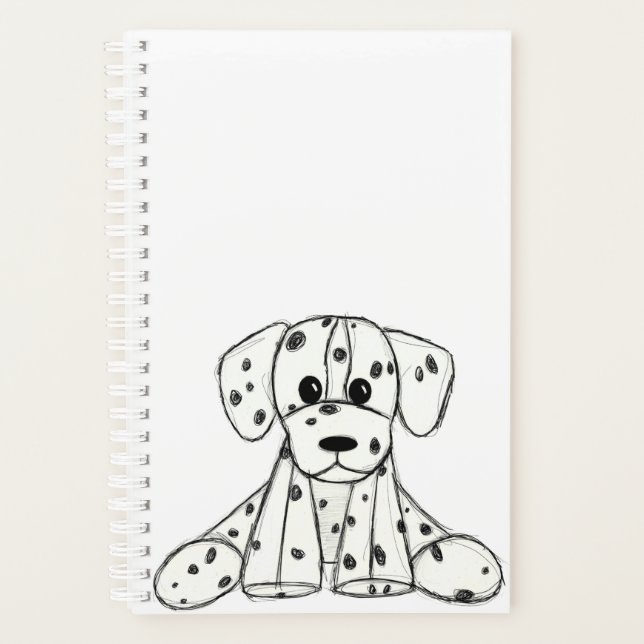 Dalmatian stuffed dog drawing outline simple black planner (Front)