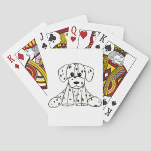 Dalmatian stuffed dog drawing outline simple black poker cards