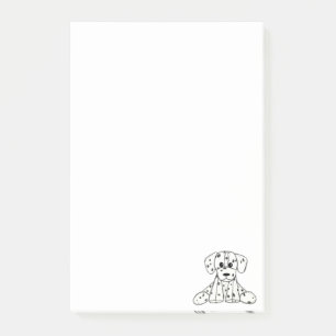 Dalmatian stuffed dog drawing outline simple black post-it notes