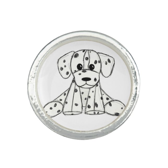 Dalmatian stuffed dog drawing outline simple black ring (Front)