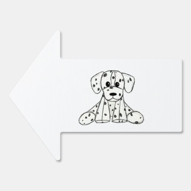 Dalmatian stuffed dog drawing outline simple black sign (Front)