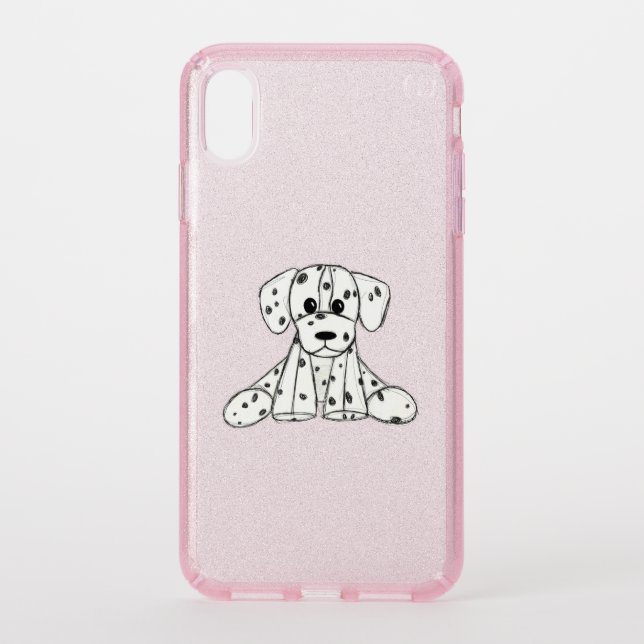 Dalmatian stuffed dog drawing outline simple black speck iPhone XS max case (Front)