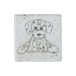 Dalmatian stuffed dog drawing outline simple black stone magnet
