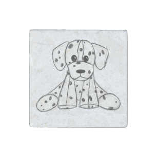 Dalmatian stuffed dog drawing outline simple black stone magnet