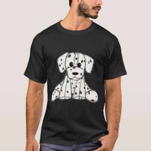 Dalmatian stuffed dog drawing outline simple black T-Shirt