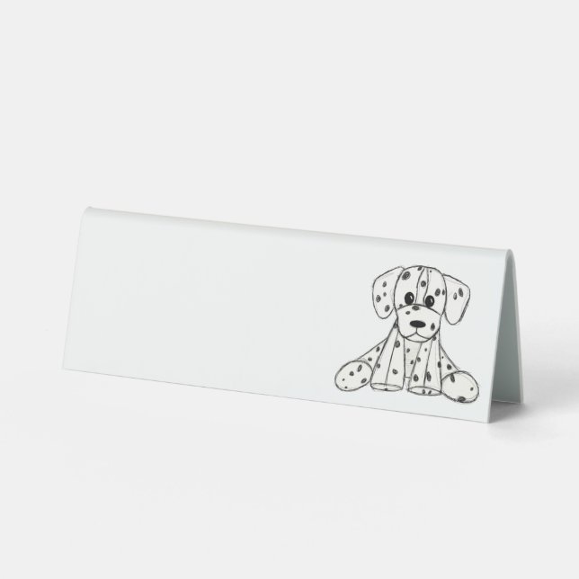Dalmatian stuffed dog drawing outline simple black table tent (Front)